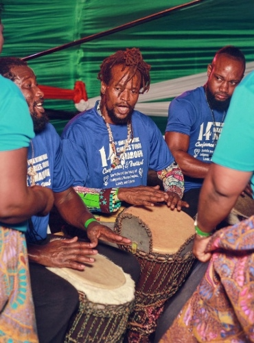 Indigenous drummers at Kromanti Fest, Portland.